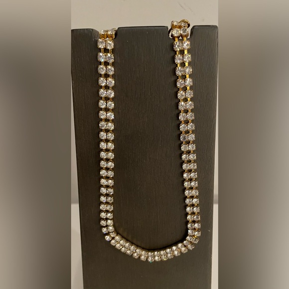 Gold Tone & Rhinestone Necklace - Picture 2 of 8